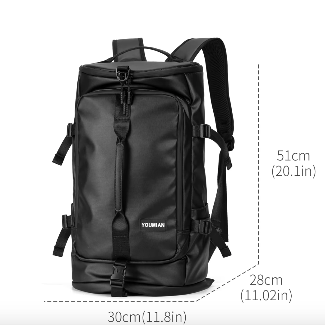 Mochila negra gran capacidad, impermeable de 40L - Havresacs