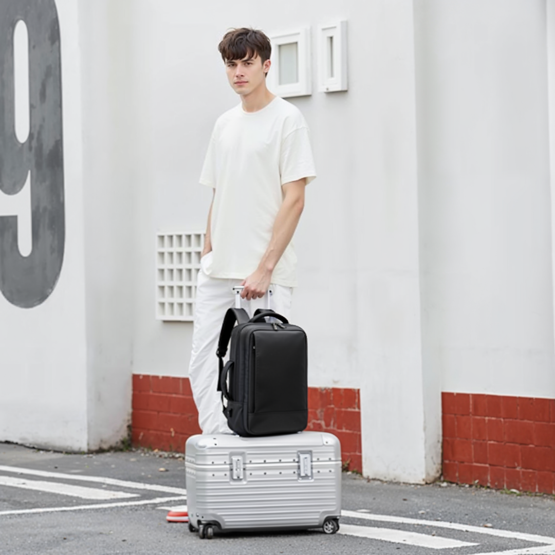 Mochila de viaje extensible negra 20-30L, para portátil 15,6”