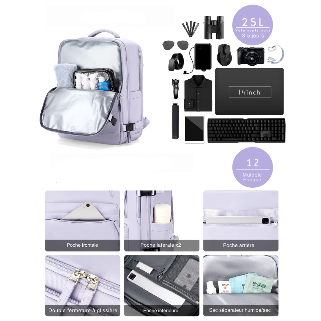 Mochila de viaje para mujer (20-32L), ideal como equipaje de mano