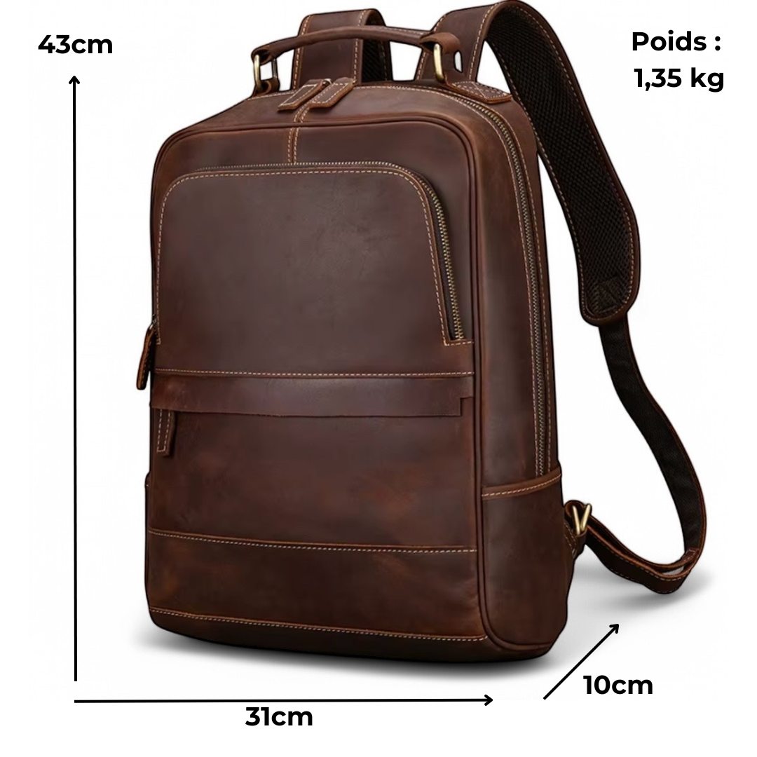 Mochila de cuero vintage para hombre, moderna Portátil 15" Havresacs