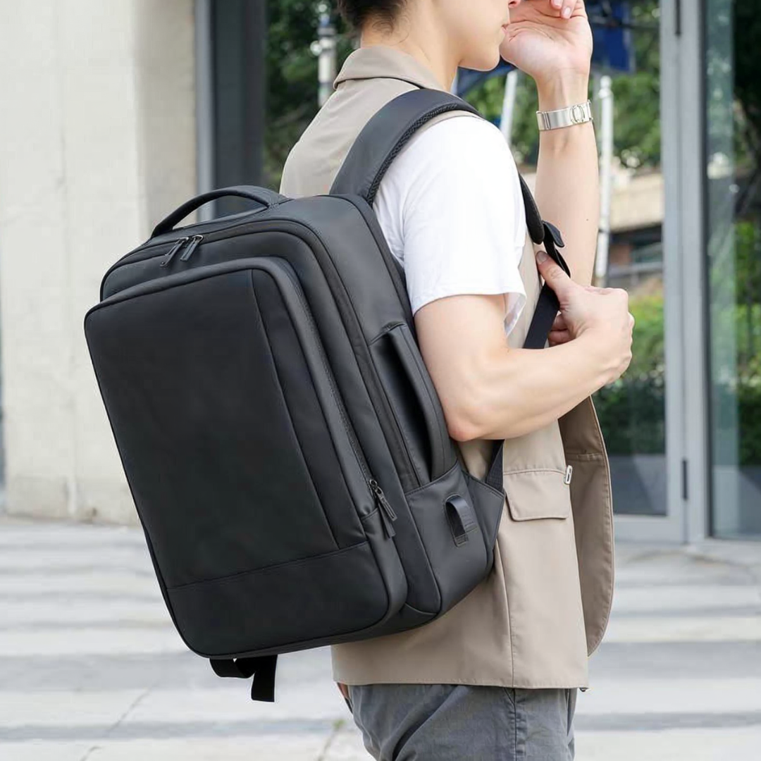 Mochila de viaje extensible negra 20-30L, para portátil 15,6”