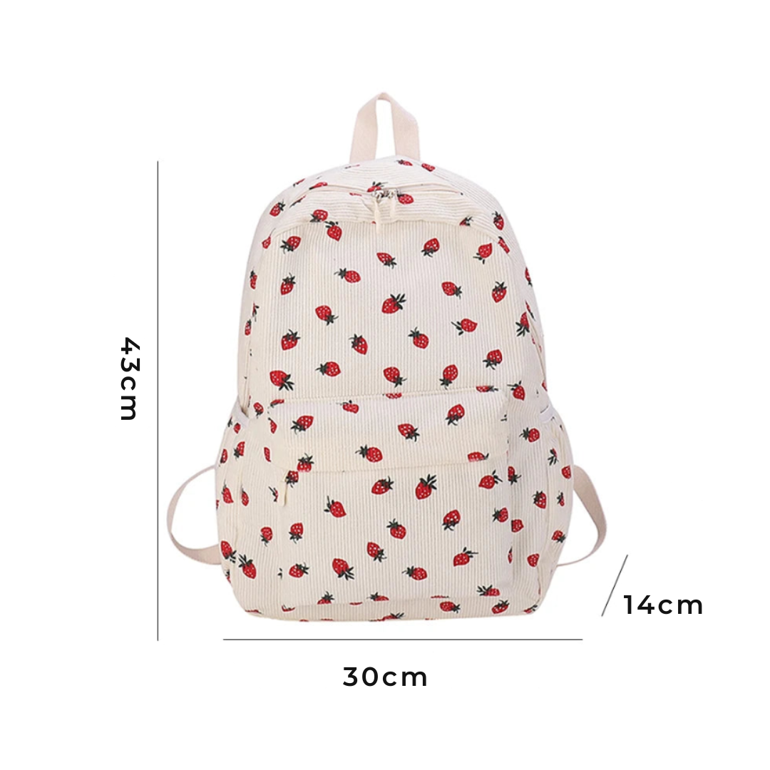 Mochila mujer original 20L, diseño fresa en terciopelo – Havresacs