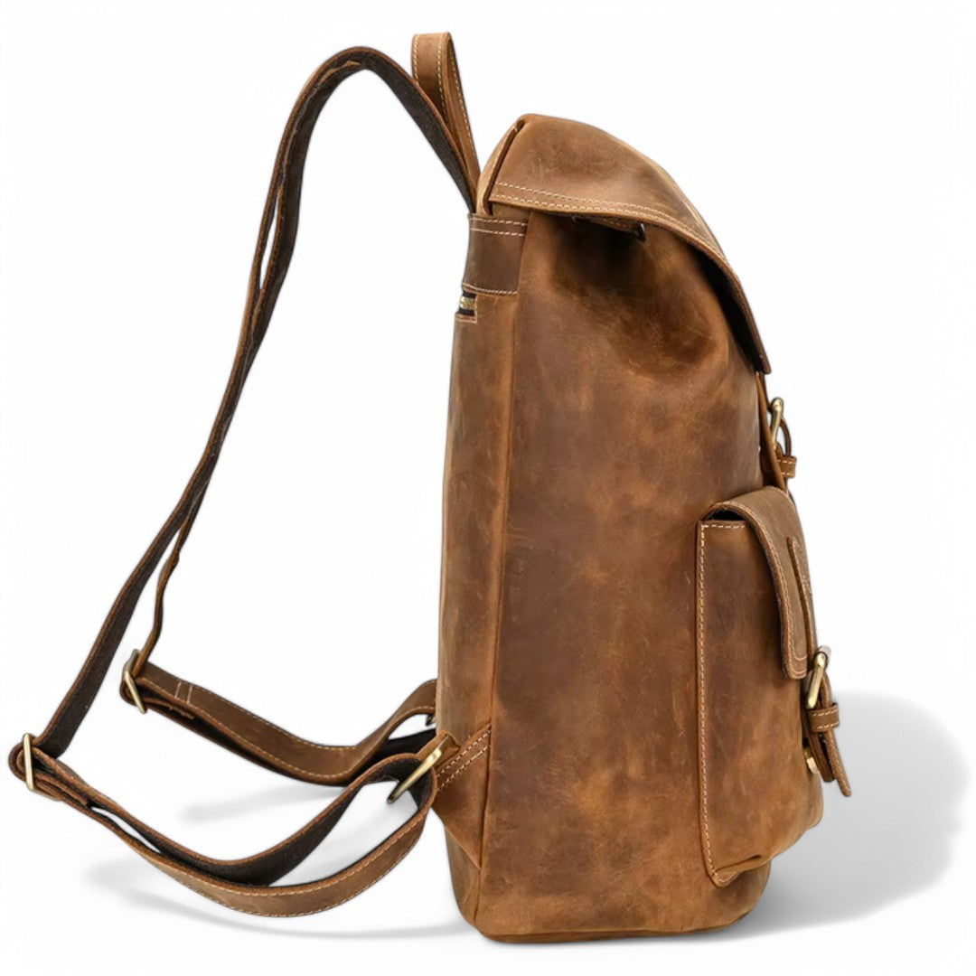 Mochila de cuero elegante para hombre, portátil 15 pulgadas Havresacs