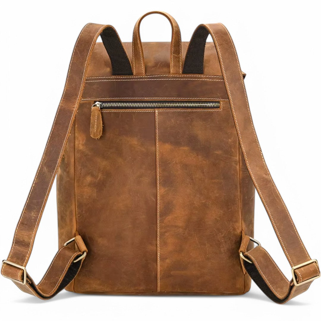 Mochila de cuero elegante para hombre, portátil 15 pulgadas Havresacs