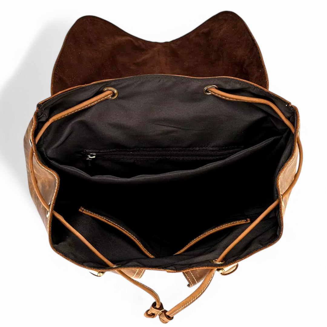 Mochila de cuero elegante para hombre, portátil 15 pulgadas Havresacs