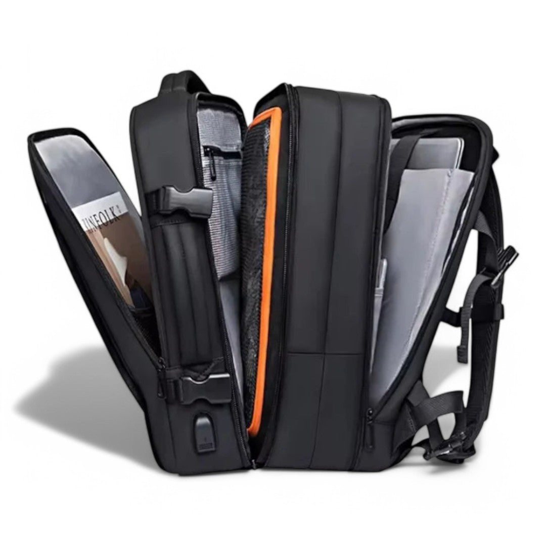 Mochila de viaje extensible 22L→37L | USB, impermeable, 17,3"