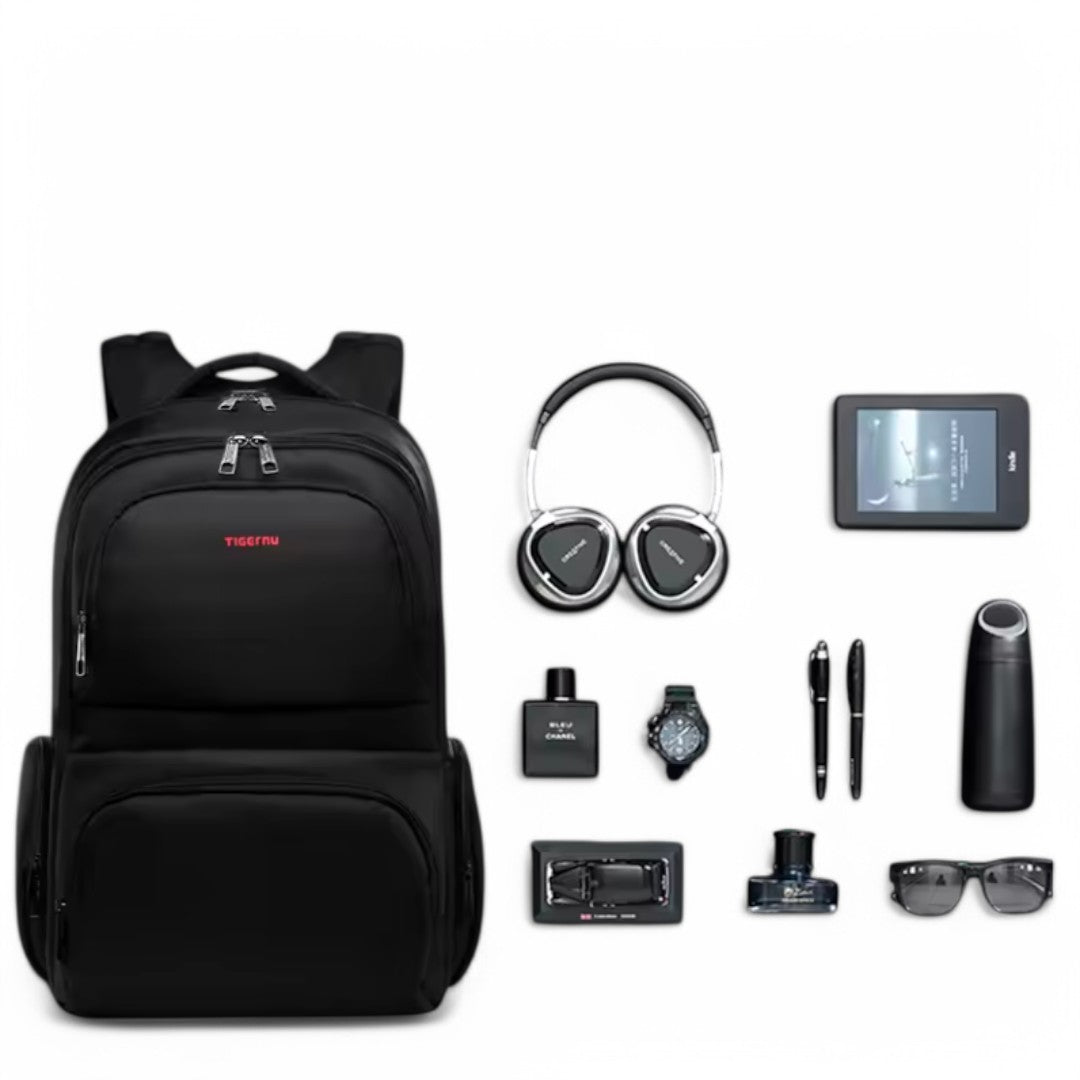 Mochila negra para avión con portátil de 15 pulgadas, viaje de cabina