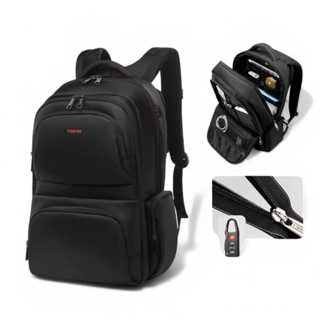 Mochila negra para avión con portátil de 15 pulgadas, viaje de cabina