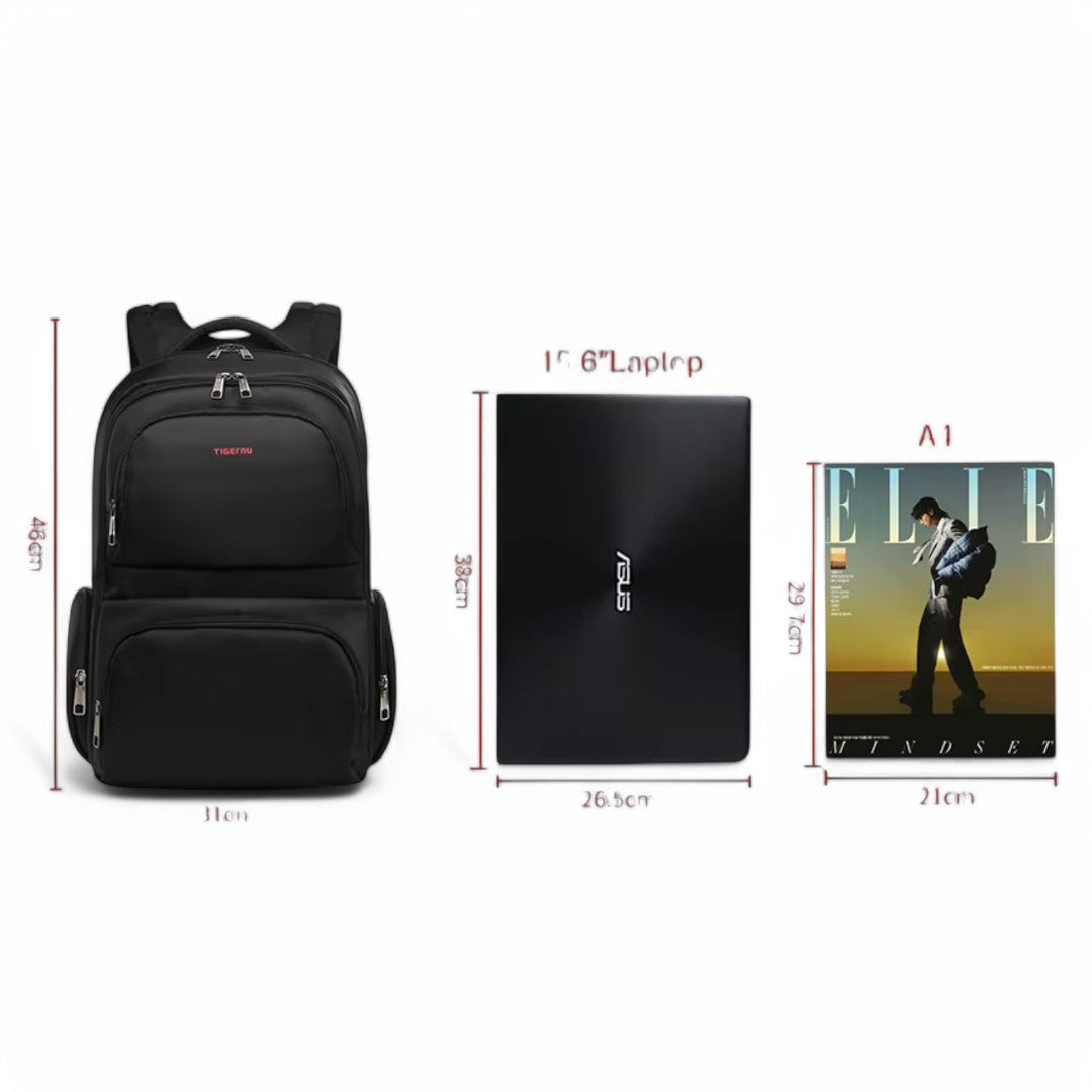 Mochila negra para avión con portátil de 15 pulgadas, viaje de cabina