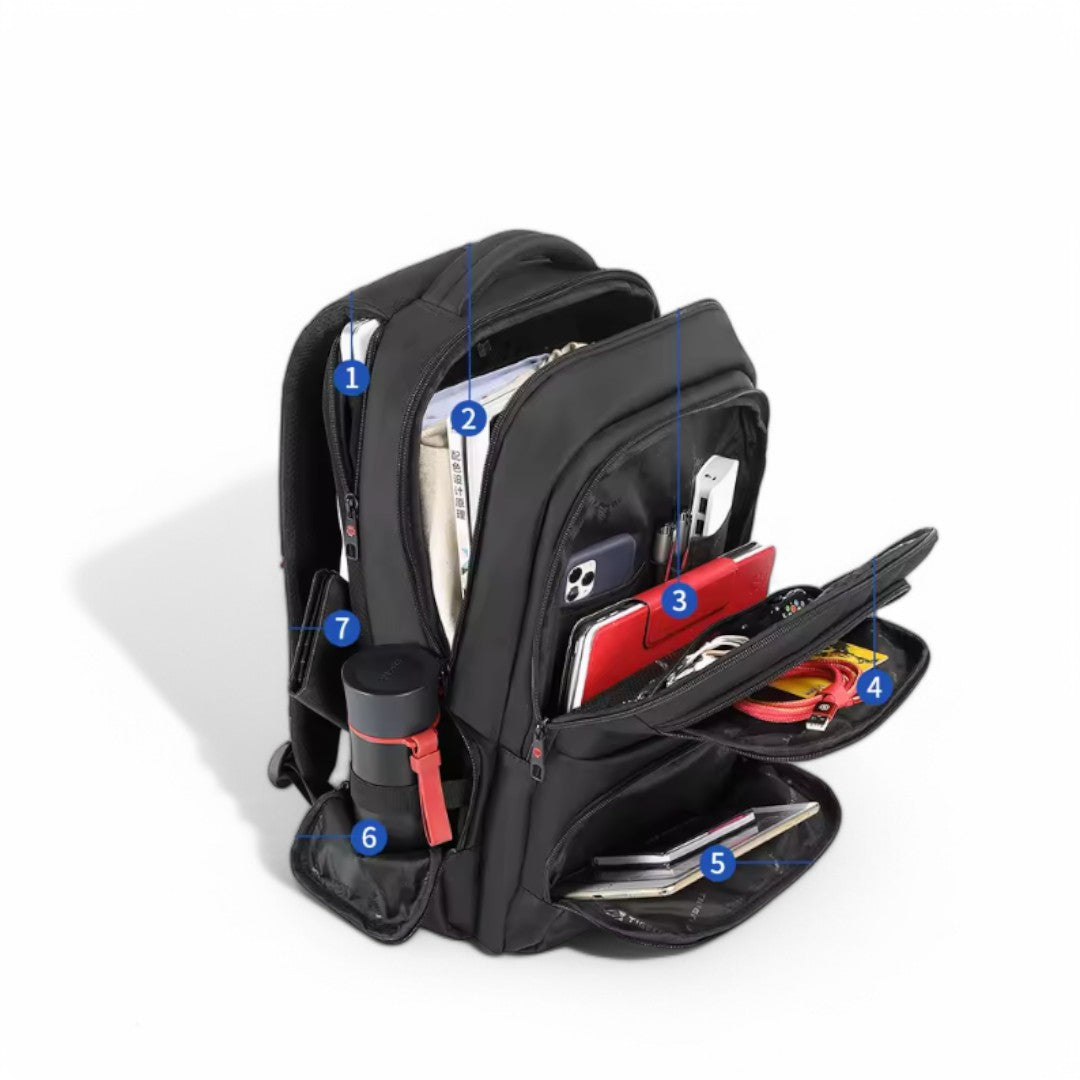 Mochila negra para avión con portátil de 15 pulgadas, viaje de cabina