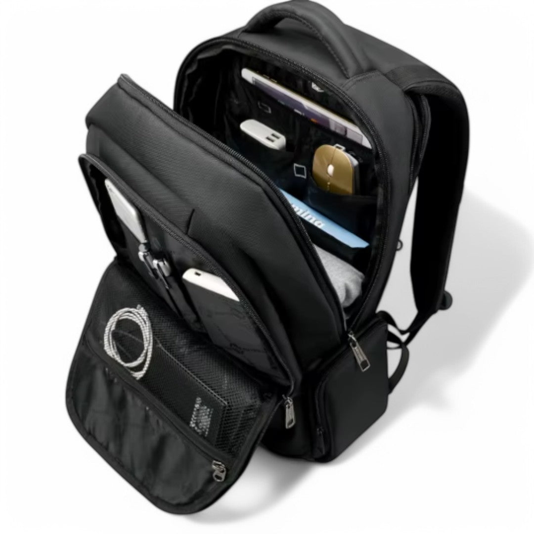 Mochila negra para avión con portátil de 15 pulgadas, viaje de cabina