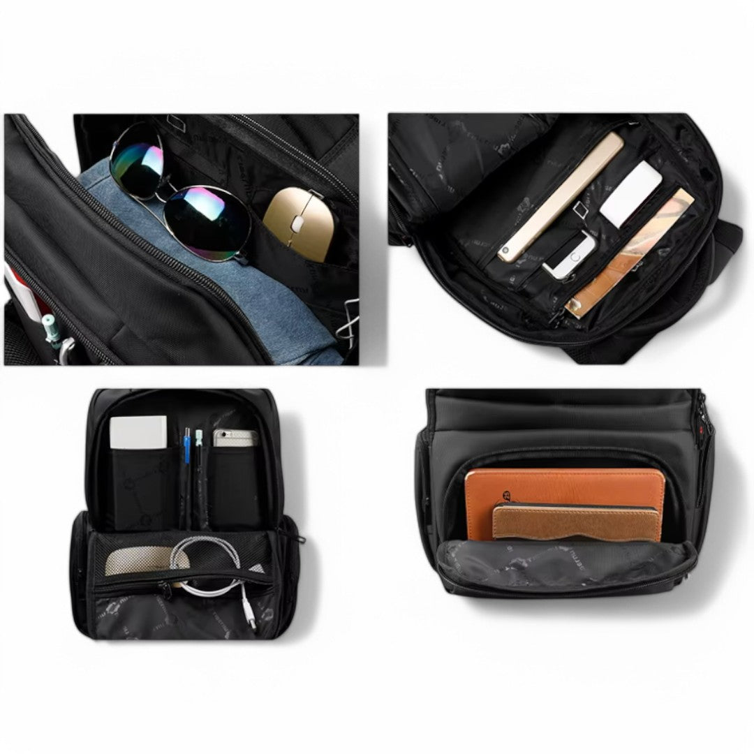 Mochila negra para avión con portátil de 15 pulgadas, viaje de cabina