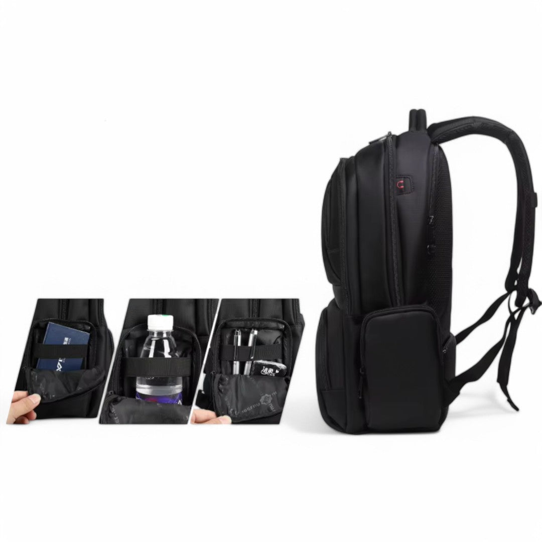 Mochila negra para avión con portátil de 15 pulgadas, viaje de cabina