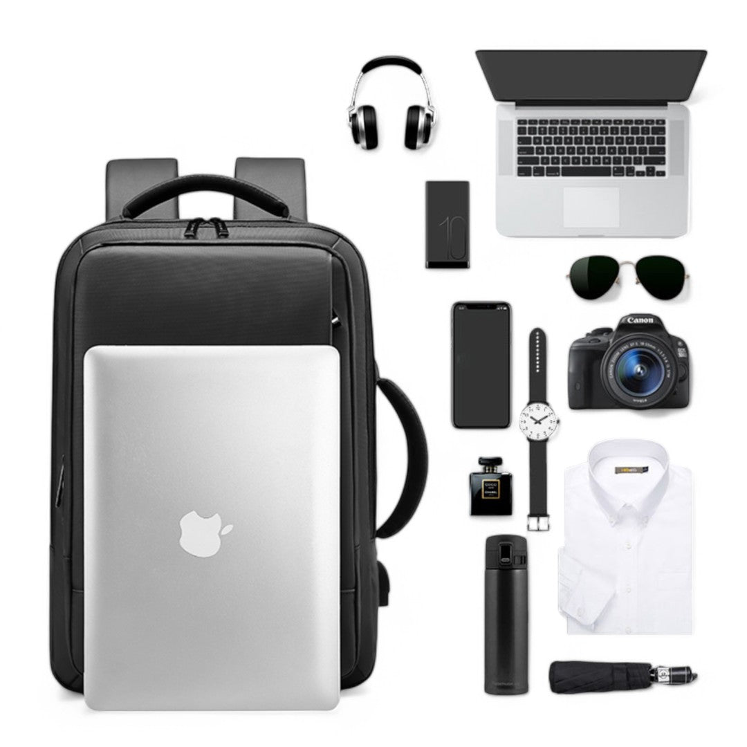 Mochila de viaje extensible negra 20-30L, para portátil 15,6”