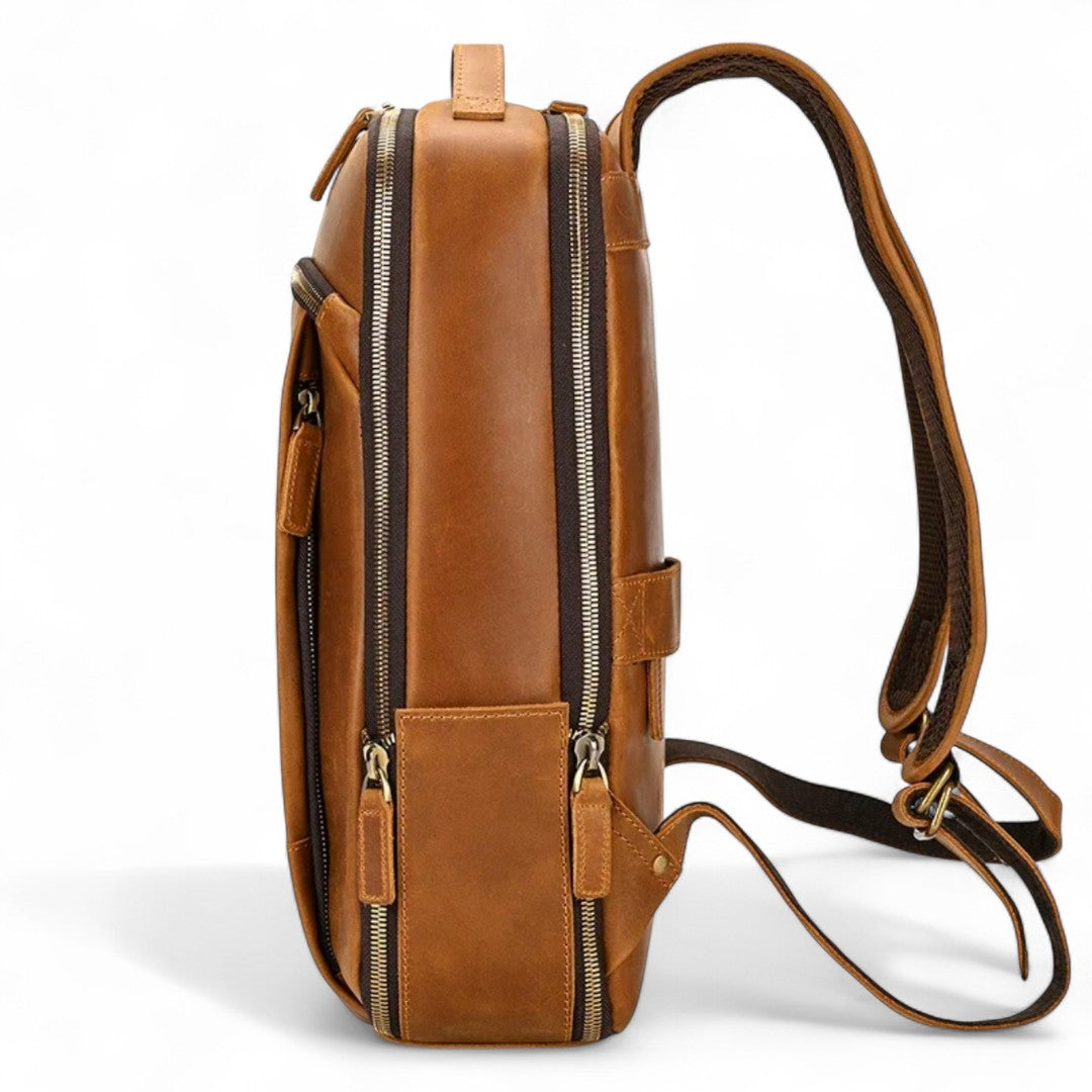 Mochila de cuero vintage para hombre, moderna Portátil 15" Havresacs