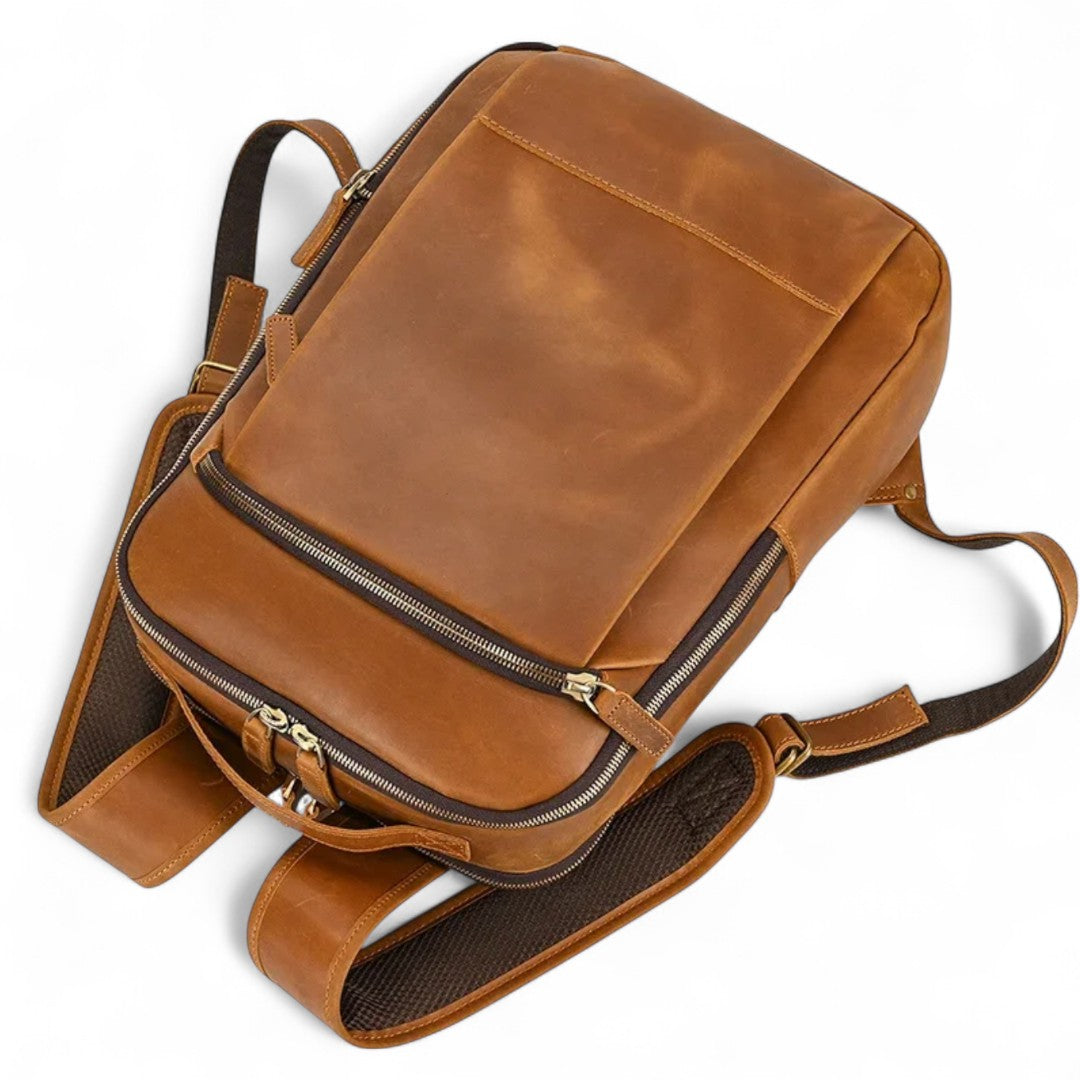 Mochila de cuero vintage para hombre, moderna Portátil 15" Havresacs