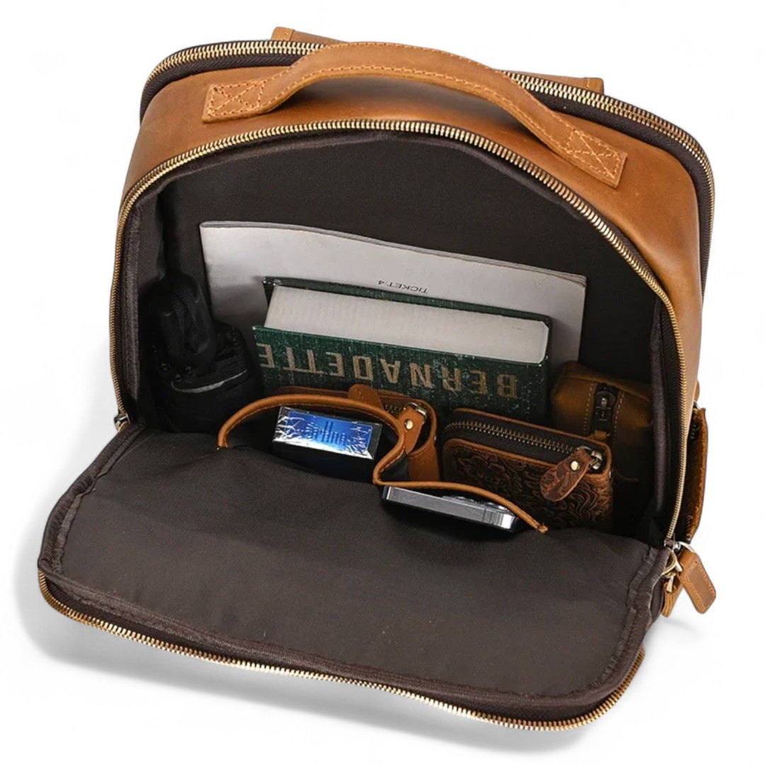 Mochila de cuero vintage para hombre, moderna Portátil 15" Havresacs