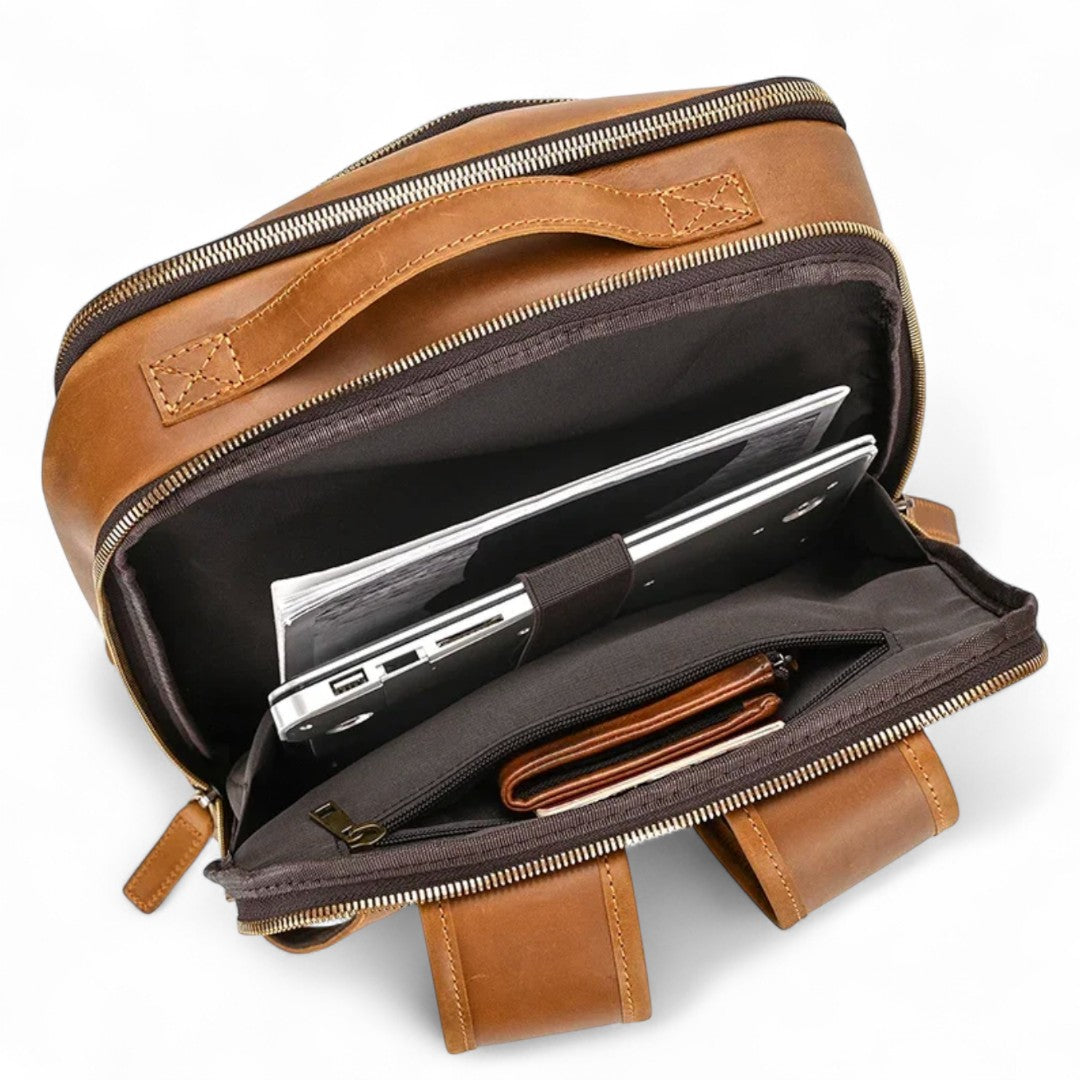 Mochila de cuero vintage para hombre, moderna Portátil 15" Havresacs