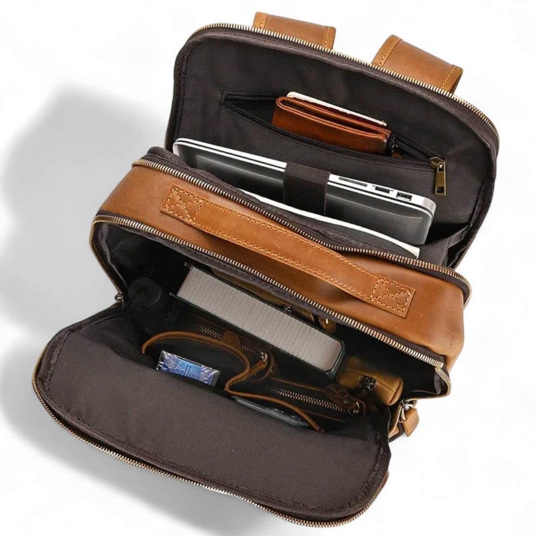 Mochila de cuero vintage para hombre, moderna Portátil 15" Havresacs