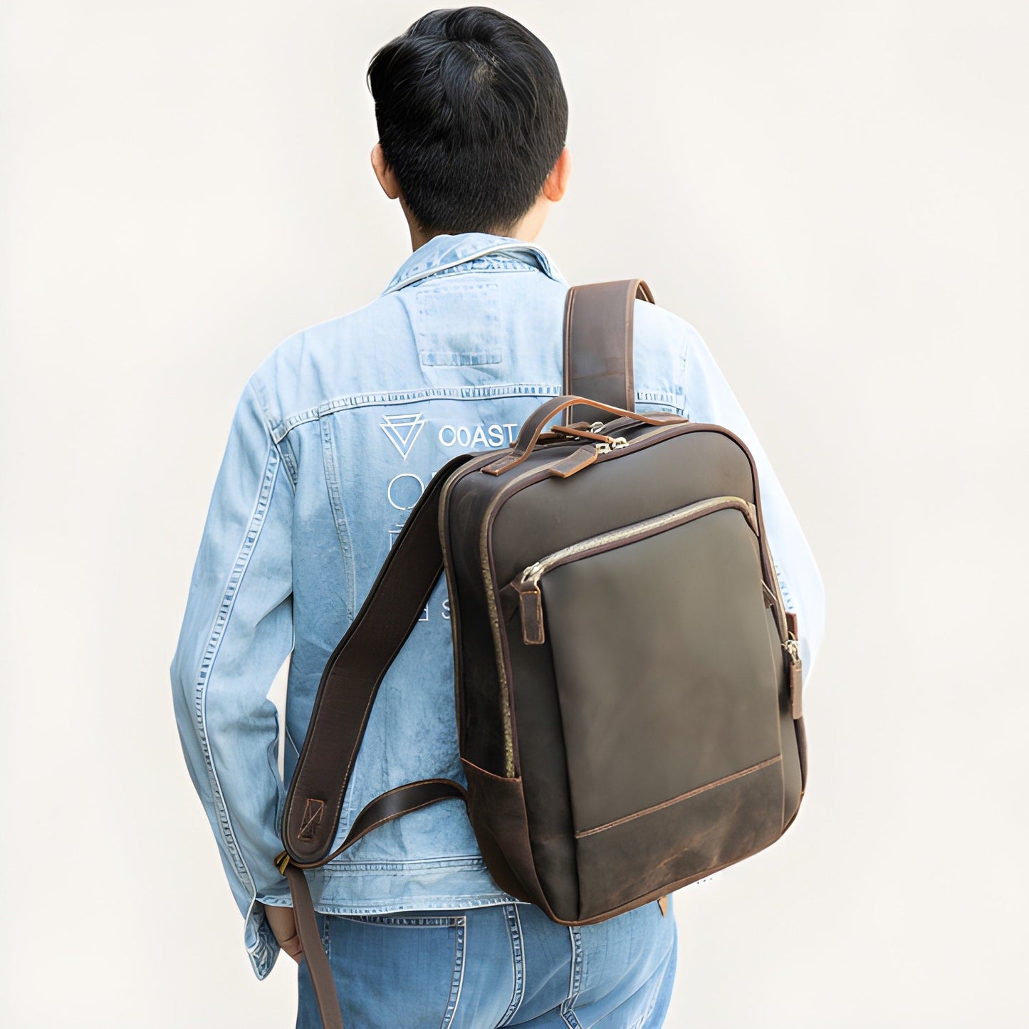 Mochila de cuero vintage para hombre, moderna Portátil 15" Havresacs