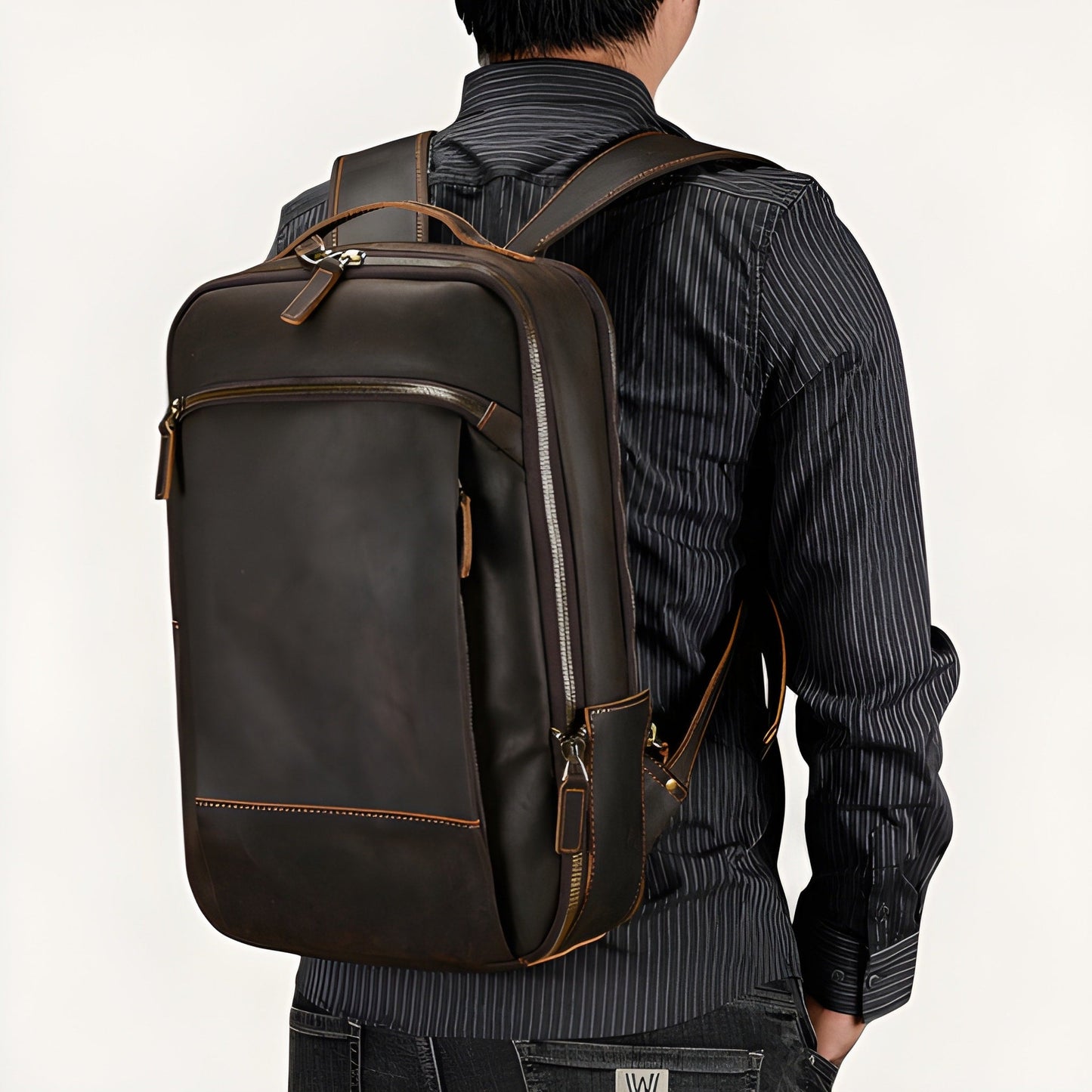 Mochila de cuero vintage para hombre, moderna Portátil 15" Havresacs