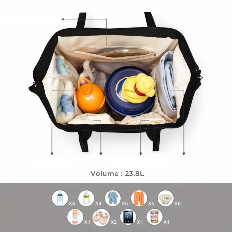 Mochila para bebé negra isotérmica de 25 L – Havresacs