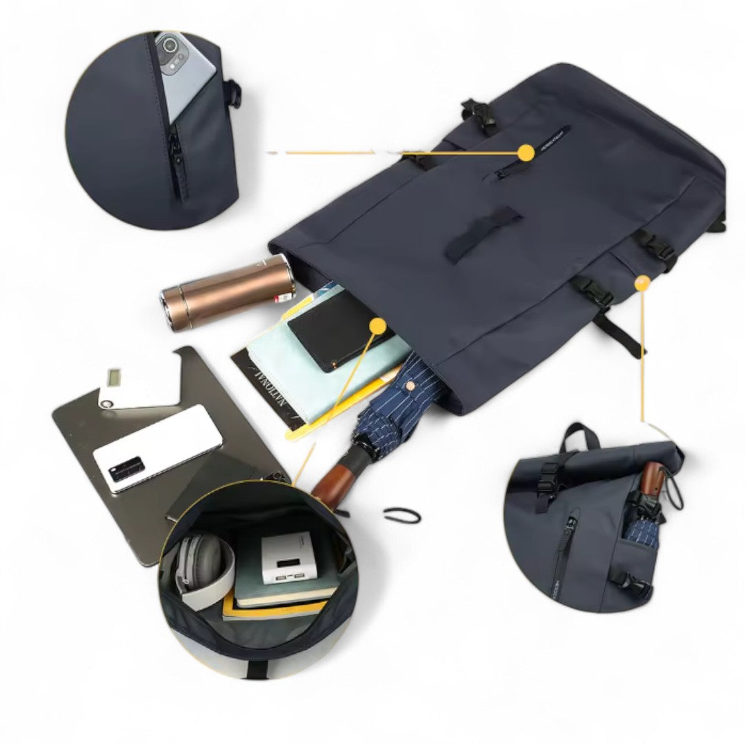 Mochila Roll Top impermeable con USB – Urban Flex – Havresacs