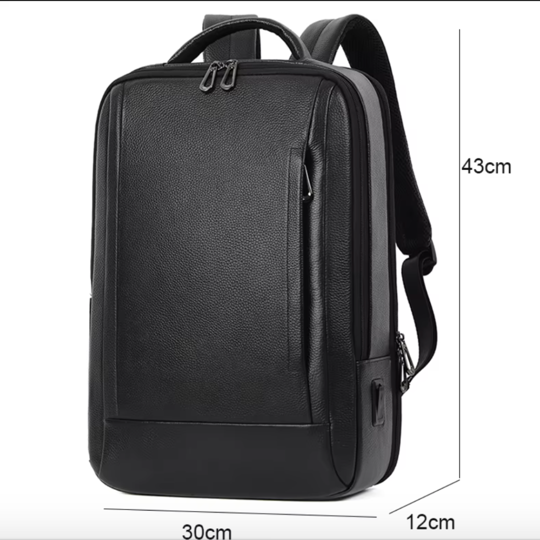 Mochila de cuero negro, urbana y elegante – Hombre/Mujer – Havresacs