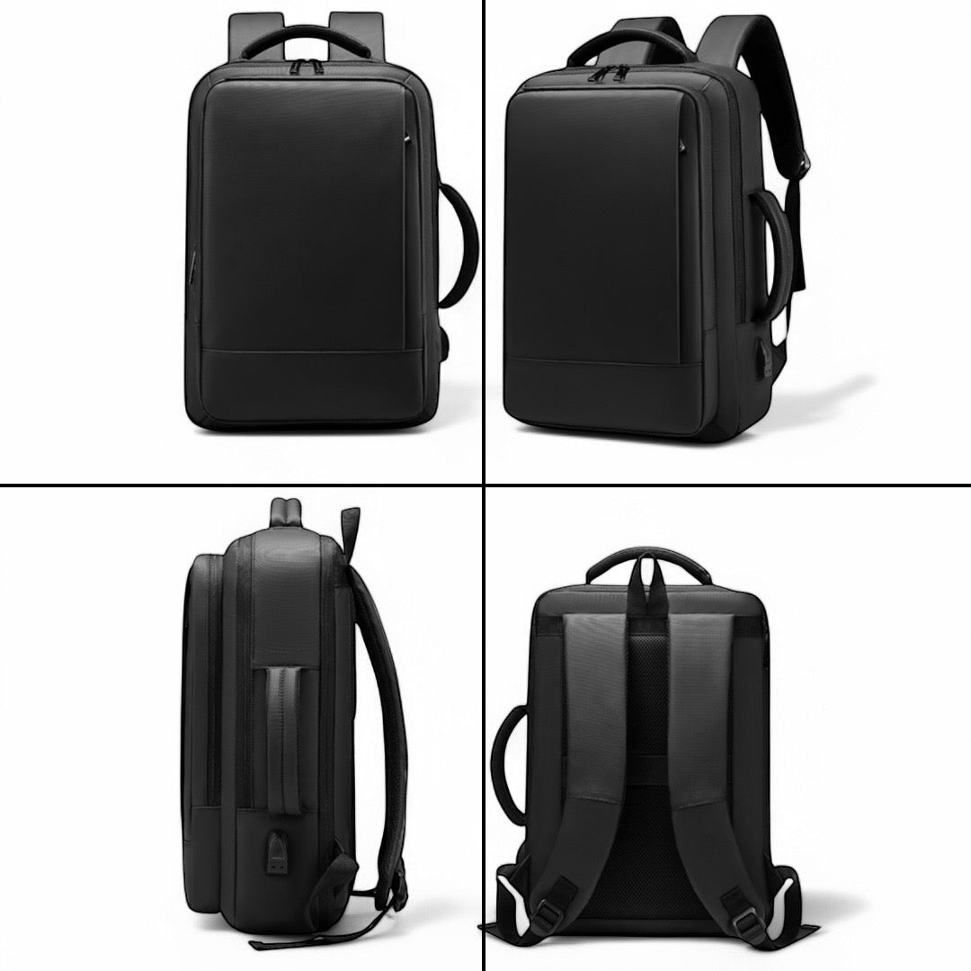Mochila de viaje extensible negra 20-30L, para portátil 15,6”