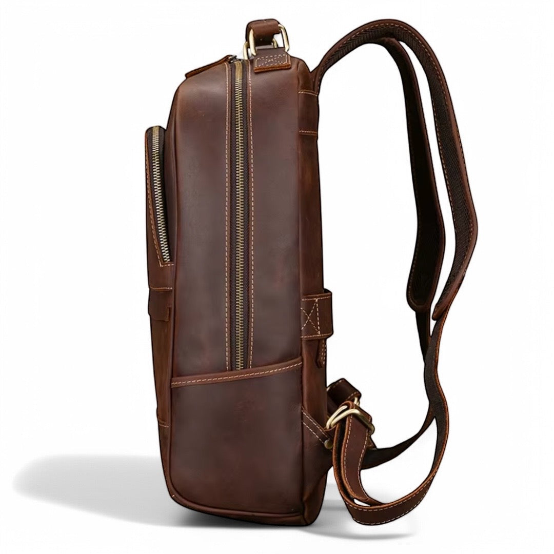 Mochila de cuero vintage para hombre, moderna Portátil 15" Havresacs