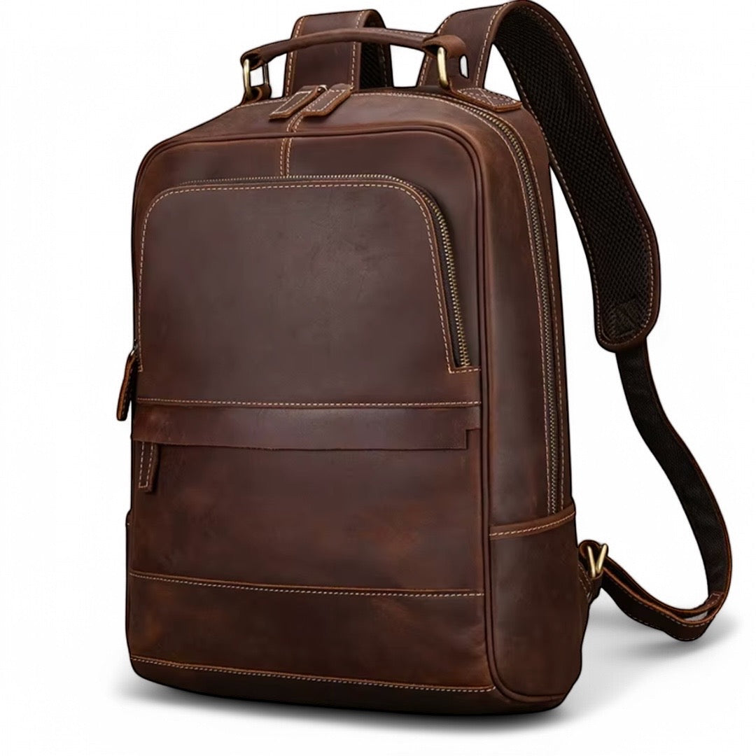 Mochila de cuero vintage para hombre, moderna Portátil 15" Havresacs
