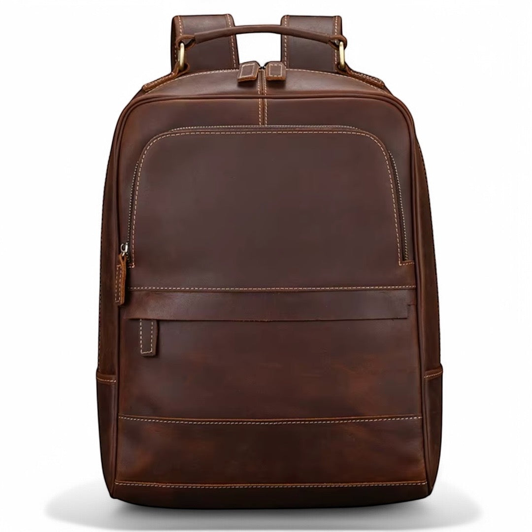 Mochila de cuero vintage para hombre, moderna Portátil 15" Havresacs