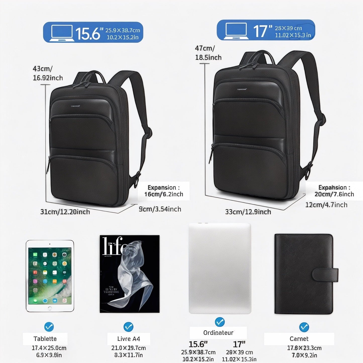 Mochila ligera para portátil de 17 pulgadas, ideal para viajar