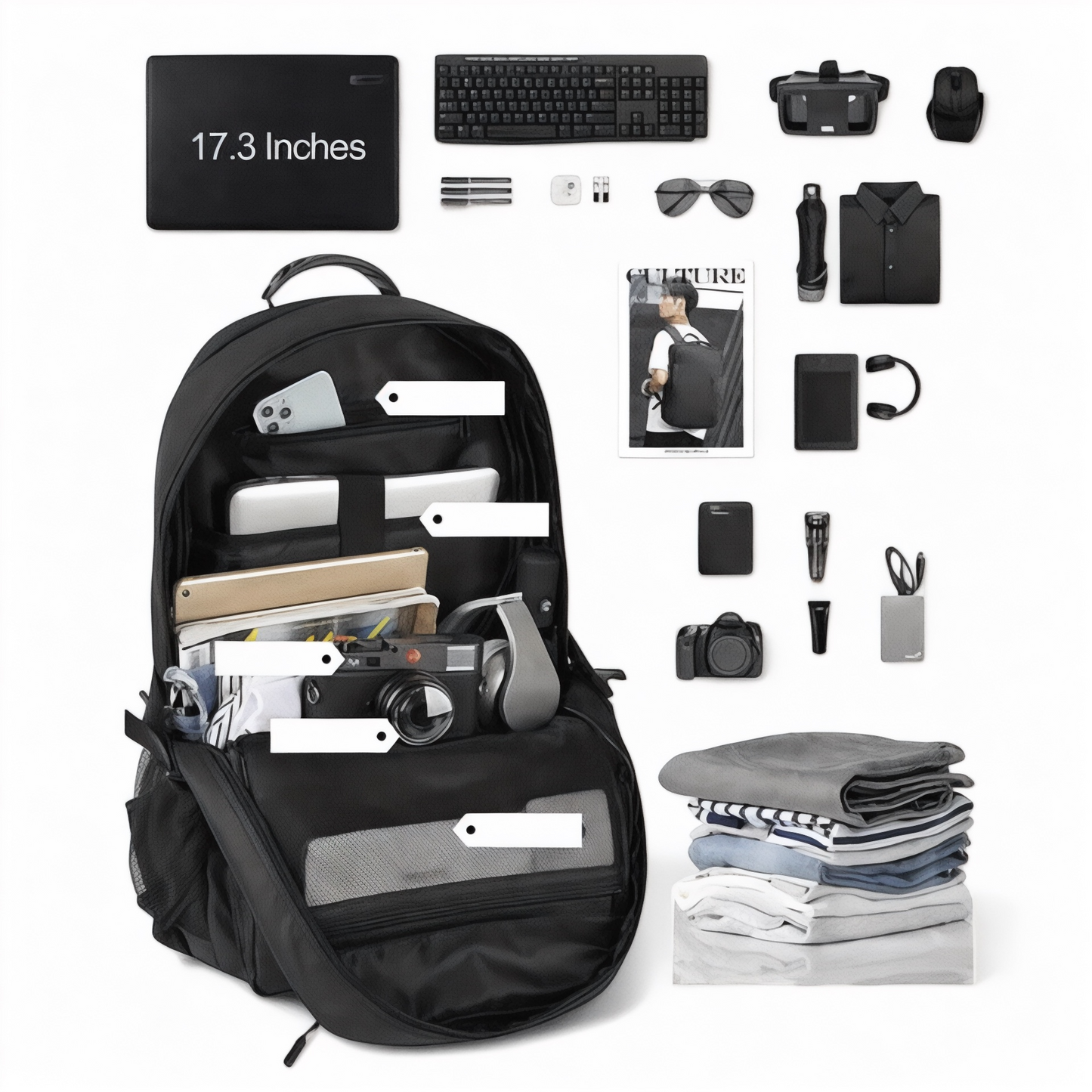 Mochila de viaje 45L/60L impermeable para portátil 17,3” – Havresacs