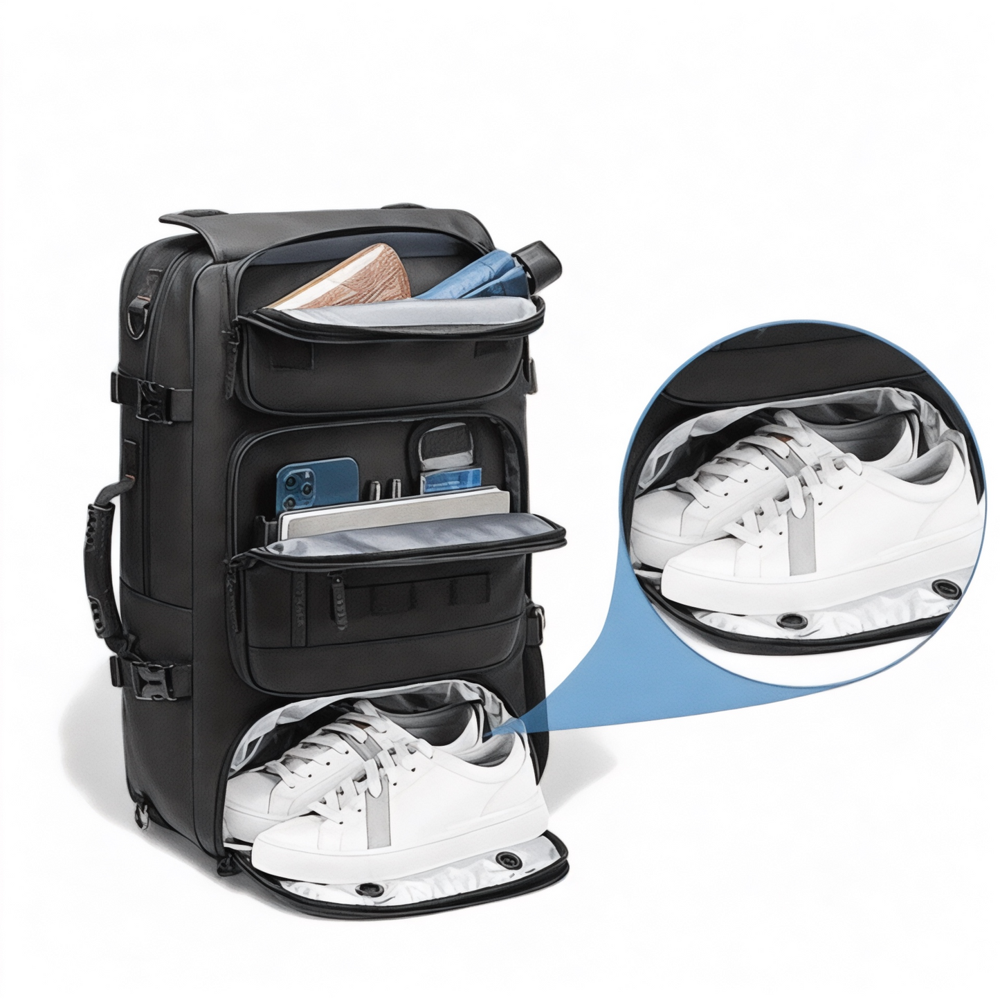 Mochila de viaje 50L con compartimento para portátil 17” – Havresacs