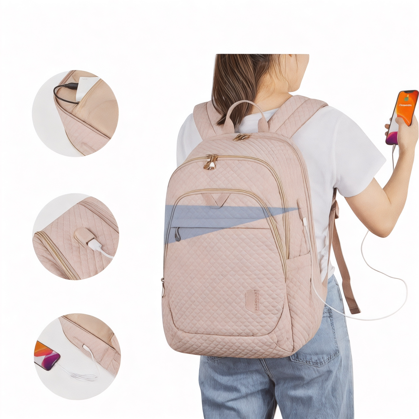 SecureTravelPro | Mochila antirrobo USB 25L para mujer – Havresacs