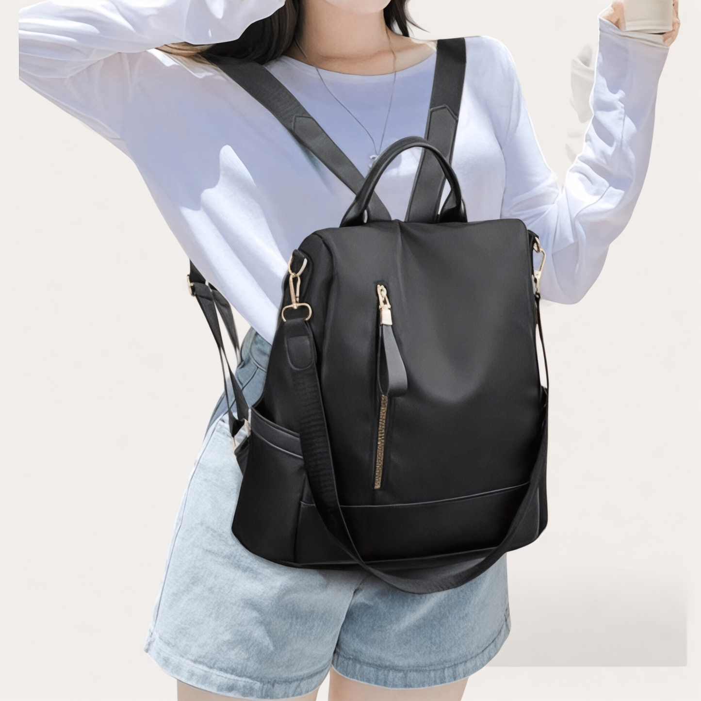 Mochila bolso 2 en 1 negra de 15 litros | Havresacs elegante