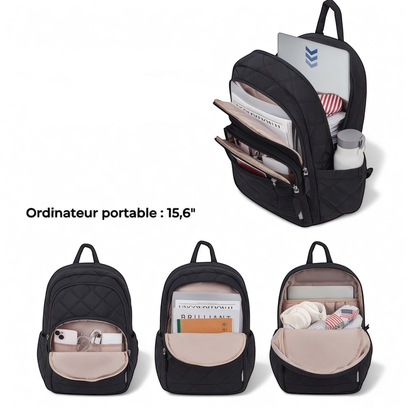 Mochila mujer viaje impermeable 28L con bolsillo portátil 15,6’’