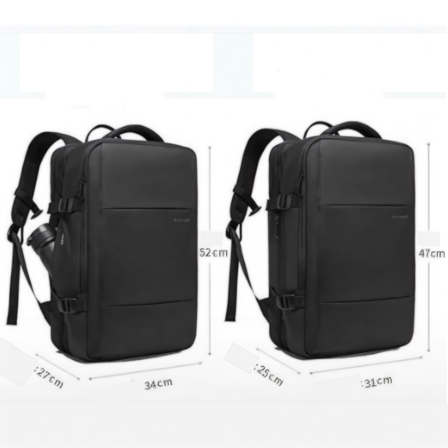 Mochila de viaje extensible 22L→37L | USB, impermeable, 17,3"