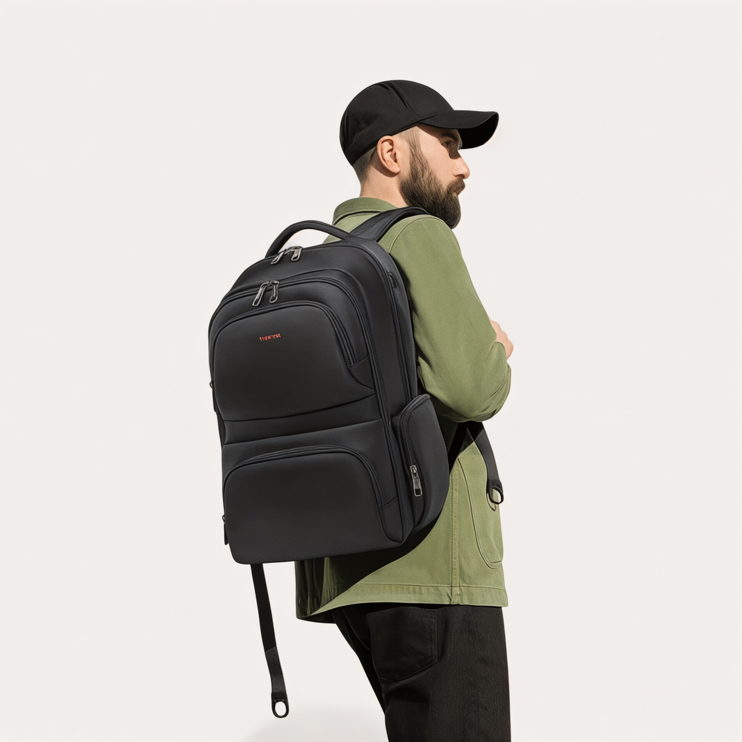 Mochila negra para avión con portátil de 15 pulgadas, viaje de cabina