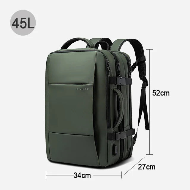 Mochila de viaje extensible 22L→37L | USB, impermeable, 17,3"