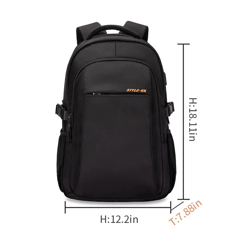 Mochila impermeable negra de 30L, ideal para viajes y avión