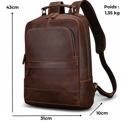 Mochila de cuero vintage para hombre, moderna Portátil 15" Havresacs