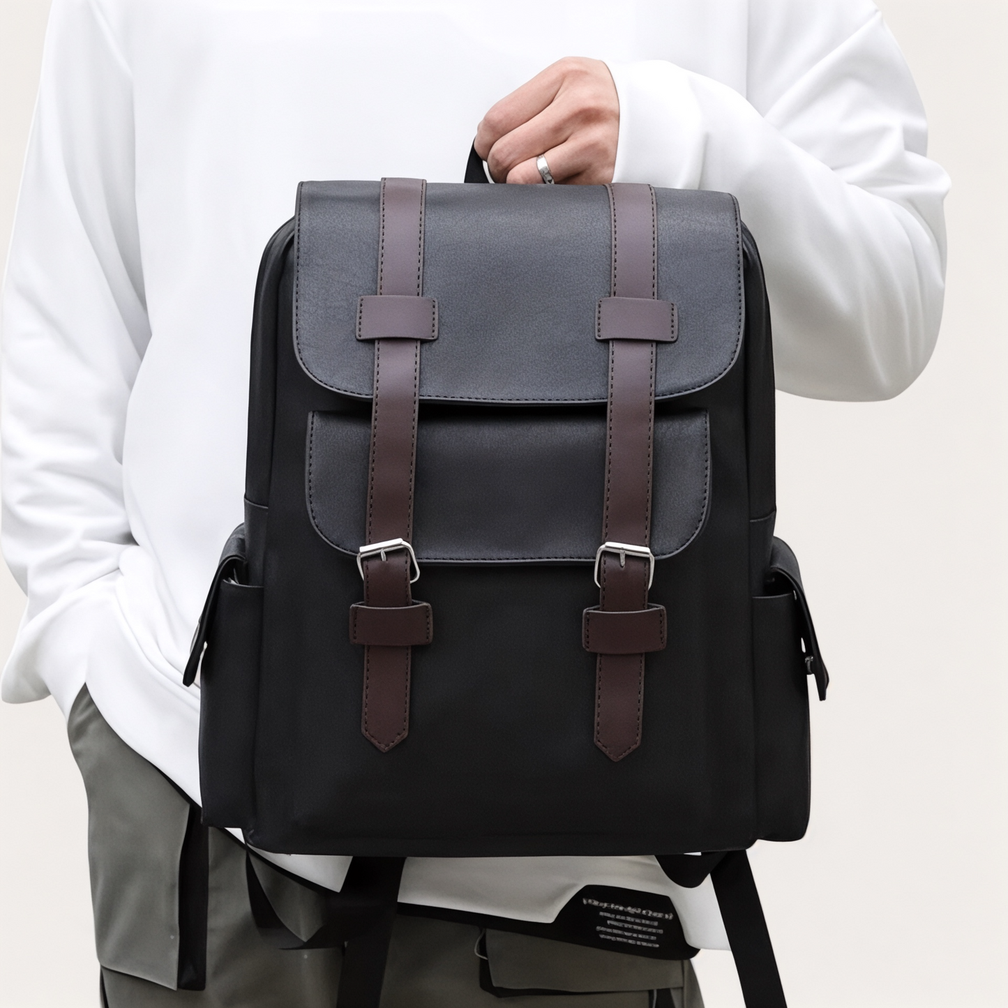 Mochila hombre casual en cuero sintético de 20L – Havresacs