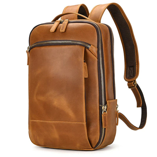 Foto de Mochila à espalda en cuero vintage pour hombre - UrbanRet...